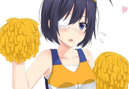 Anime - eyepatch, anime, blush, cheerleader