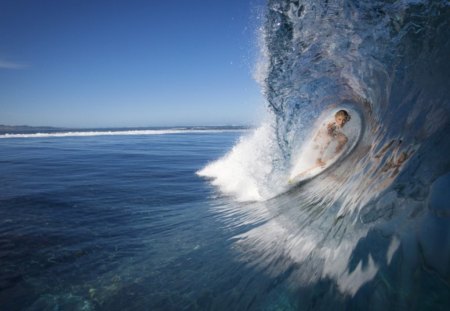 Under A Wave - sky, sea, under, wave