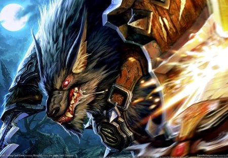 Fantasy Werewolf - creature, werewolf, fantasy, fire, dark