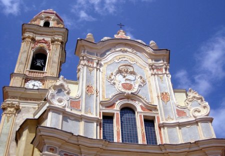 Italian church - sky, religion, village, window, church, blue, holiday, architecture, religious