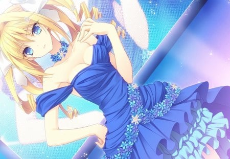 Prom Girl - pretty, cg, game, girl, blue dress, blonde