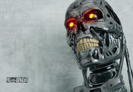 t-800 - red eyes, metal, teeth, skeleton