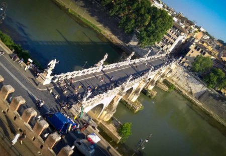 Puente Sant'Angelo - tiber, rome, italy, bridge