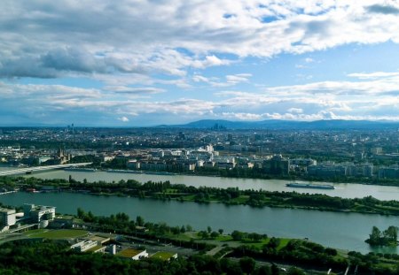 Wienna panorama - austria, wienna, panorama, river