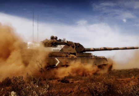 Tank in dust - entertainment, people, other, military