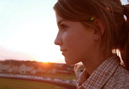 Thinking - brunette, female, scenery, thinking