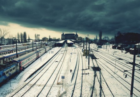 HaydarpaÅŸa Terminus - train, sky, turkey, winter, istanbul, snow