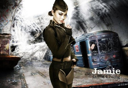 Jamie Chung - train, jamie, background, chung