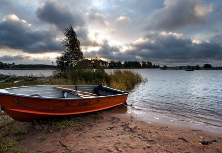 solo canoe on the lake - solo, lake, waters, canoe