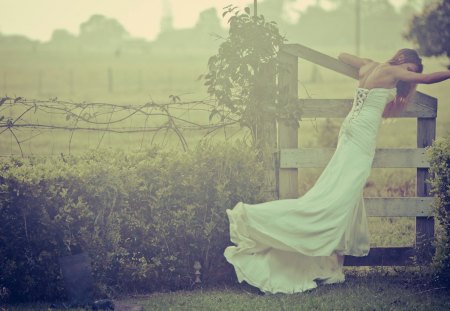 I can hold onto this gate longer than I can hold back my flatuence - photo, blonde, mist, title