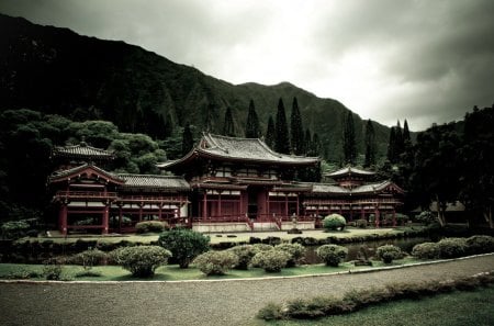 temple in the mountains - temple, mountain, religious, beautiful