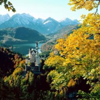 cute castle in the mountains of colors