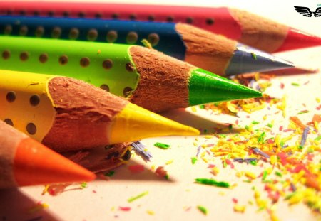 Colored Pencils - pencils, photograpy, abstract, yellow, red, beautiful, blue, green, orange, colors