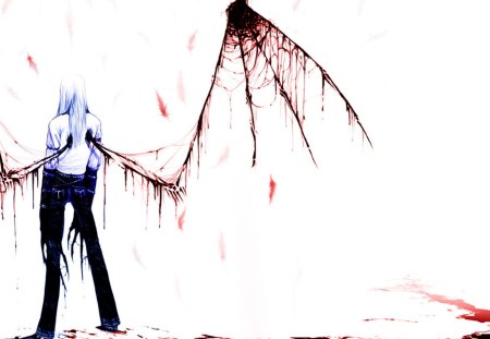 Angel - angel, anime, wings, blood, gore, mutation, emo