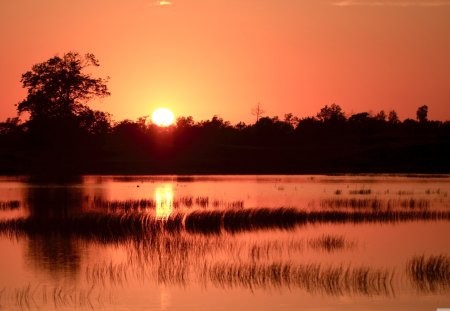 Netherlands Sunset - netherlands, lake, sunset, reflection