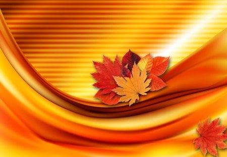 Wave for Autumn - abstract, gold, maple, orange, leaves, fall, glow, birch, autumn, bright, amber, shine