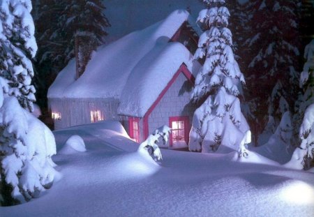 Winter - house, trees, winter, nature, snow