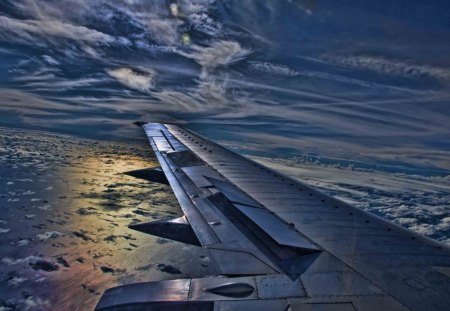 Wing Tip - plane, hdr, sunset, aeroplane