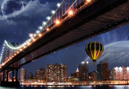 'Stunning Bridges' - new york, travels, hotels, balloon, creative pre-made, architecture, spectacular, rivers, usa, 5 star hotels, bridges, attractions in dreams, cities, stunning, cityscapes, luxury, love four seasons, tourists, most downloaded