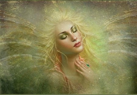 FAIRY - female, blond, wings, ring, fairy, jewel, hair