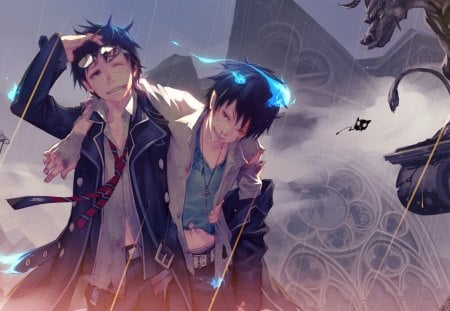 Ao no exorcist - anime, okumura rin, okumura yukio, manga