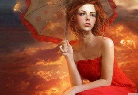 woman in red - entertainment, people, photography, beautiful, animation, fantasy, other