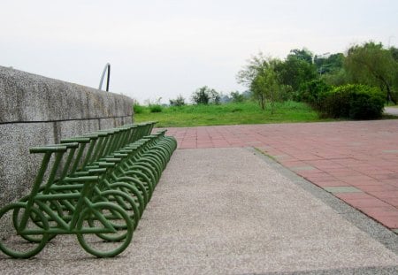 Parking for  bicycle - little, bicycle, parking, grass