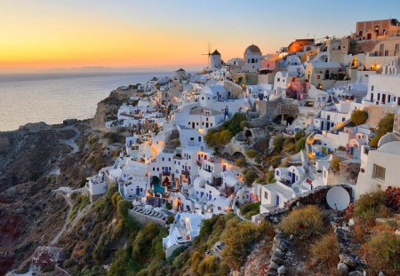 Santorini - white, nature, santorini, blue, island, sea, greece