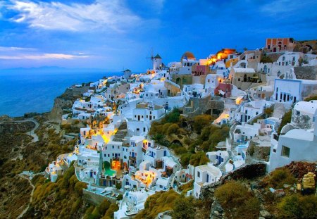 Santorini - santorini, white, nature, blue, greece, island, sea