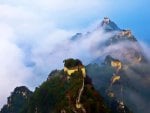 the great wall under clouds