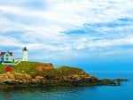 lighthouse on york beach in maine