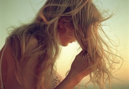 Blond Hair Photography - yellow, windy, photography, blond, girl, sunrise, hair