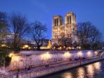 cathedral on promenade by a river hdr