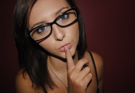 Brunette blue eyes - glasses, shhh, lips, brunette, blue, eyes