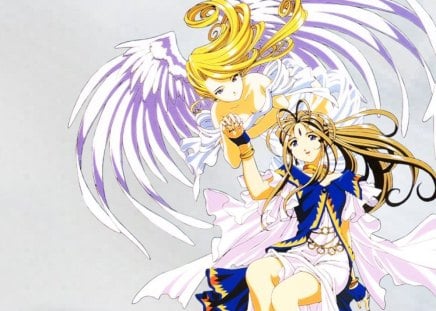 two beautiful goddesses - anime, belldandy, manga, holy bell