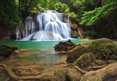 Waterfall - nature, water, waterfall, blue