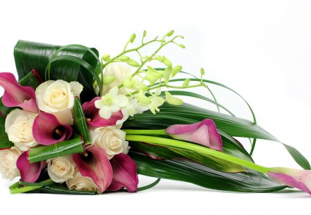 Pretty bouquet - delicate, beautiful, flowers, bouquet, harmony, leaves, nice, gift, lovely