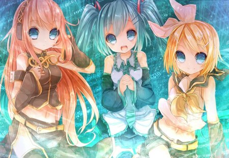 chibi vocaloid - rin, music, anime, miku, luka