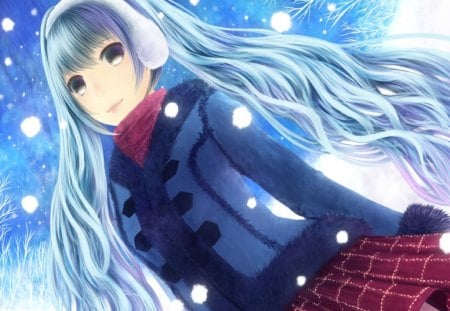 hatsune miku - music, manga, anime, winter, miku, snow