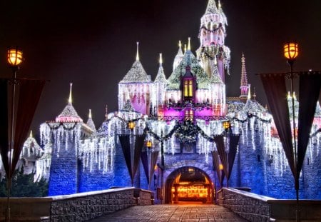 Gorgeous-Sleeping-Beauty-Castle-Christmas-Lightning - lovely, amazing, pretty, nice