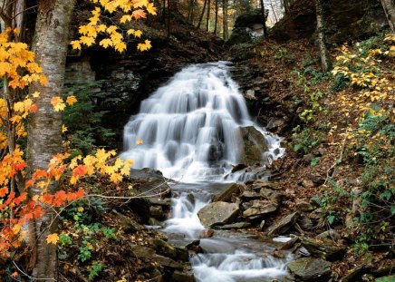 autumn-waterfall - brown, mountain, lovely, waterfall