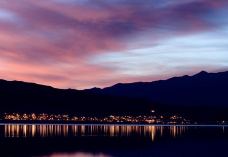 mountain-town - town, water, scenery, mountain