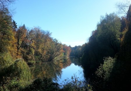 silence - sky, tree, river, green