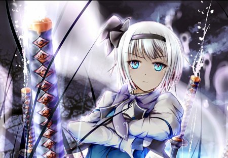 Anime girl - girl, warrior, blue eyes, fighter, japanese, katana, anime, sword, manga