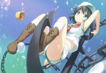 Anime - seifuku, bubbles, cute, anime