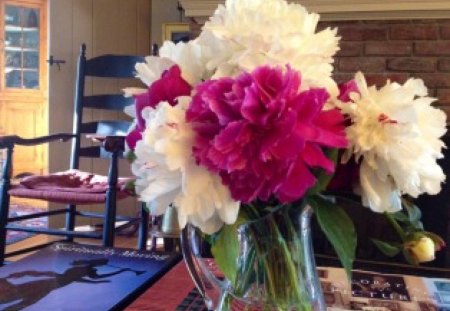 Perfect Peonies♥ - vase, forever, perfect, love, bouquet, precious, peonies, flowers, white, nature, red, living room