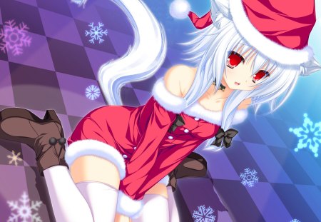 Christmas Neko Girl - christmas, anime, neko, girl, cute, cat