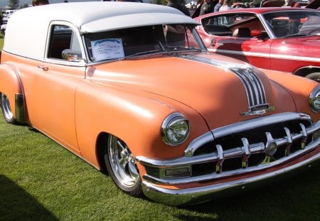 1950 Pontiac sedan delivery - white, nickel, headlights, photography, tires, pontiac, black, beige