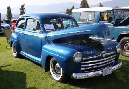 1946 Ford - tires, headlights, blue, photography, grass, black, Ford, white, green