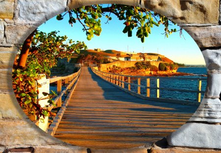 BARE ISLAND LA PEROUSE - island, sandstone, fort, bridge